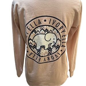 Ivory Ella Save the Elephants Light Pink Graphic Long Sleeve Tee Shirt Sz XS